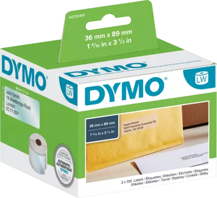 Dymo osoitetarra 89x36mm, kirkas - Dymo tarrarullat - S0722410 - 1