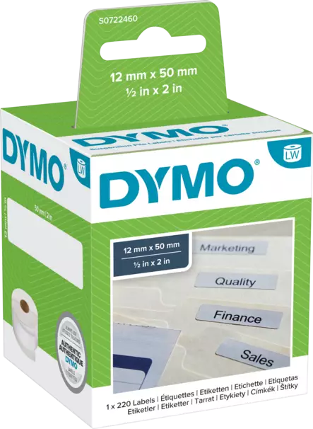 Dymo tarraetiketti 12x50mm - Dymo tarrarullat - S0722460 - 1