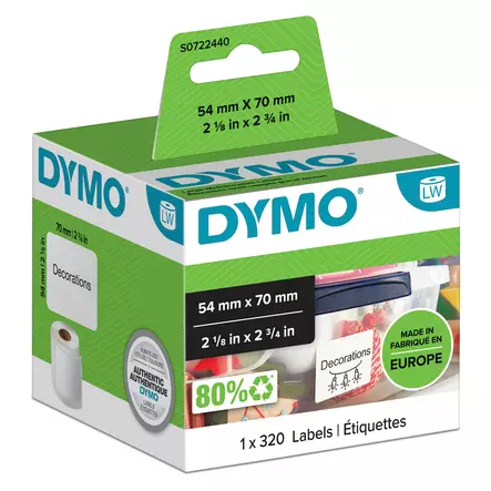 Dymo tarraetiketti 54x70mm - Dymo tarrarullat - S0722440 - 2