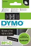 Dymo tarrateippi 12mm, valkoinen/musta - Dymo teippitarrat - S0720610 - 1