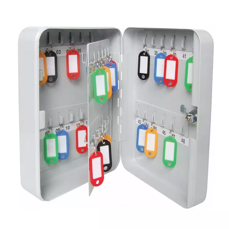Avainkaappi 48 avaimelle valkoinen/harmaa - Kassakaapit ja -lippaat - 477600 - 1