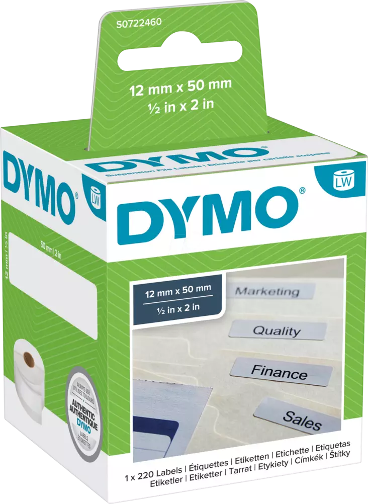 Dymo tarraetiketti 12x50mm - Dymo tarrarullat - S0722460 - 1