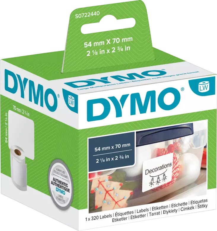 Dymo tarraetiketti 54x70mm - Dymo tarrarullat - S0722440 - 1