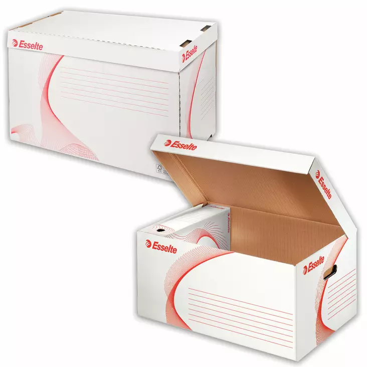 Kuljetuslaatikko Esselte, kansi päällä,100 % kierrätyskartongista, 380g. - Arkistointilaatikot - 128900 - 1