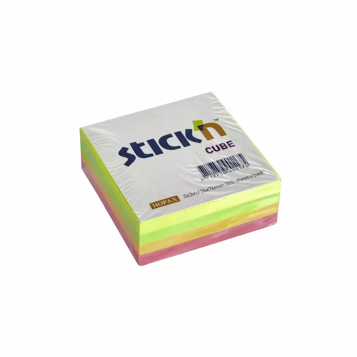 Stick'n viestilappukuutio 76x76mm, neon värilajitelma - Viestikuutiot - 524300 - 1