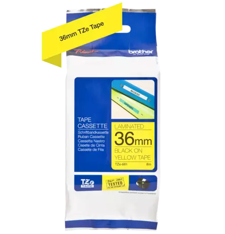 Brother tarranauhakasetti 36mm musta/keltainen - Brother teippitarrat - TZe661 - 1