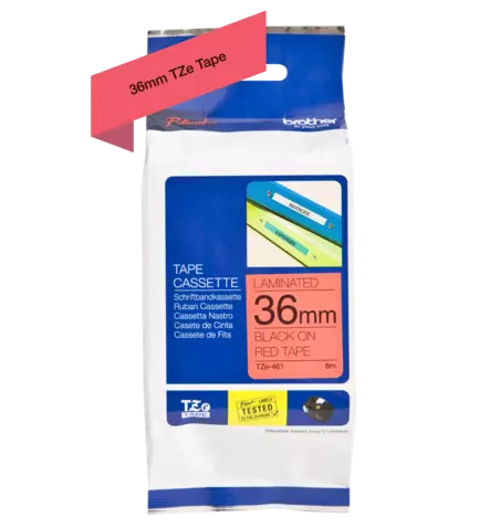 Brother tarranauhakasetti 36mm musta/punainen - Brother teippitarrat - TZE461 - 1