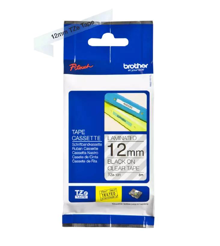 Brother tarranauhakasetti 12mm musta/kirkas - Brother teippitarrat - TZe131 - 1