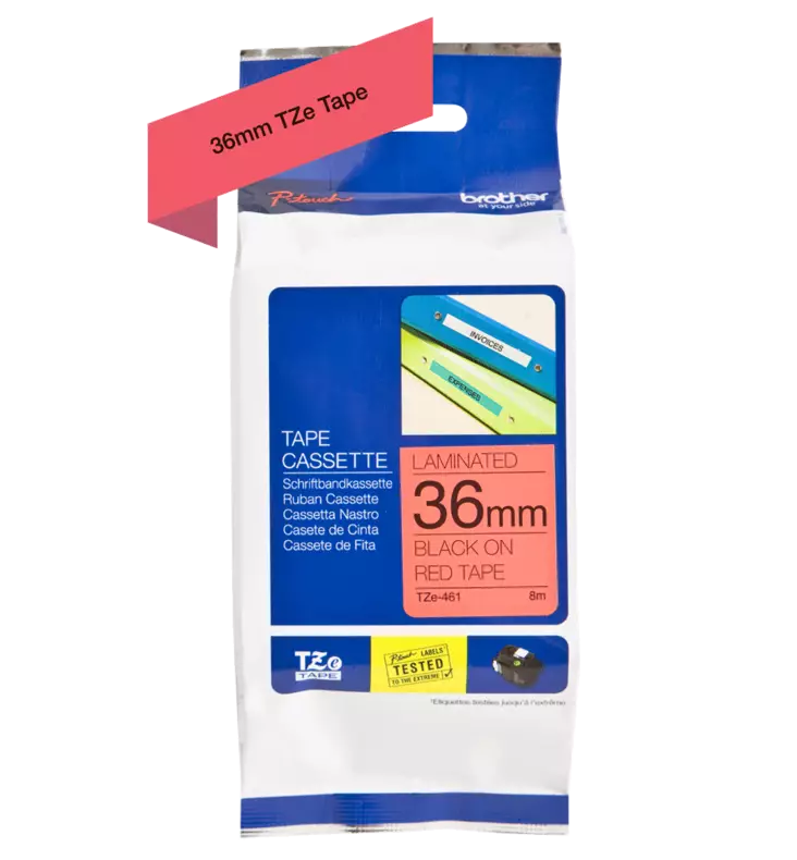 Brother tarranauhakasetti 36mm musta/punainen - Brother teippitarrat - TZE461 - 1