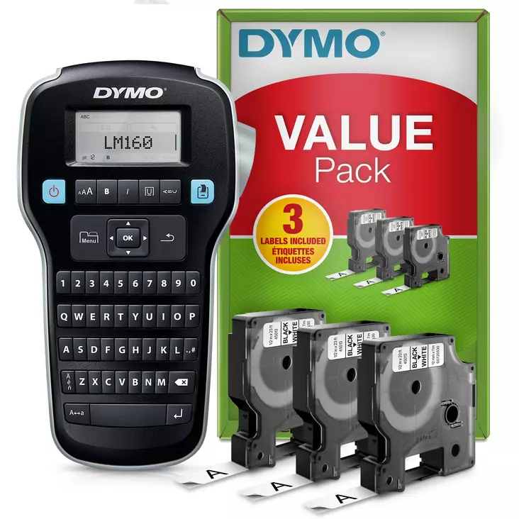 Dymo LabelManager 160 tarratulostin Valuepack + 3 kpl D1-teippikasettia - Dymo tarrakirjoittimet - 2181011 - 1