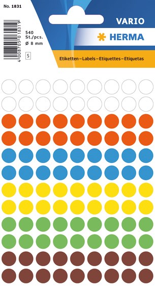 Herma Merkintätarralajitelma ø 8mm - Teippimerkit - HER1831 - 1