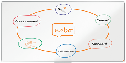 Nobo Premium Plus valkotaulu 240x120cm emali - Valkotaulut - 1915151 - 1