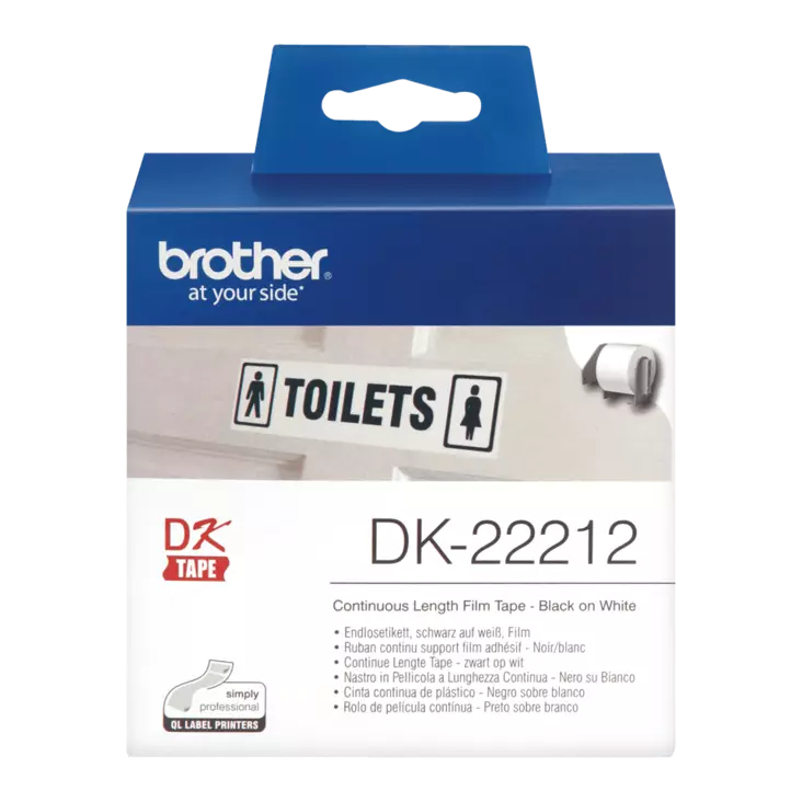 Brother DK-jatkuva rullatarra 62 mm, musta/valkoinen - Brother tarrarullat - DK22212 - 1