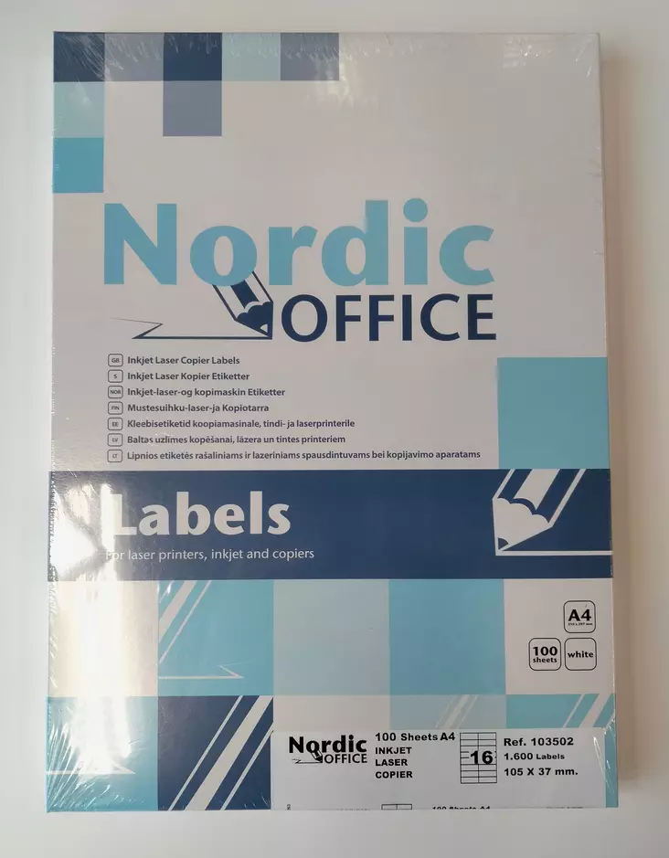 Nordic Office tulostusetiketti 16-os 105x37mm - Kopiotarrat - 103502 - 1