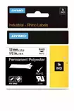 Dymo RP pysyvä polyesteriteippi 12mm black/white - Dymo teippitarrat - 18483 - 1
