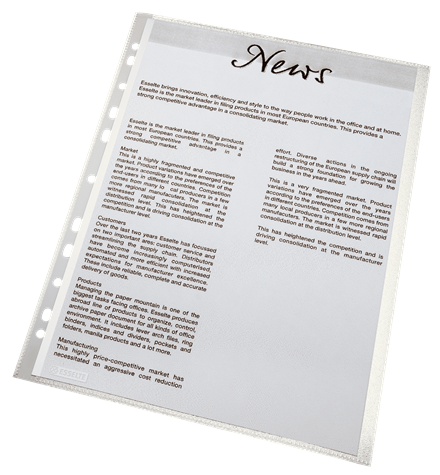 Esselte Kansiotasku 85my A4, vasen reuna auki - Kansiotaskut - 56143 - 1