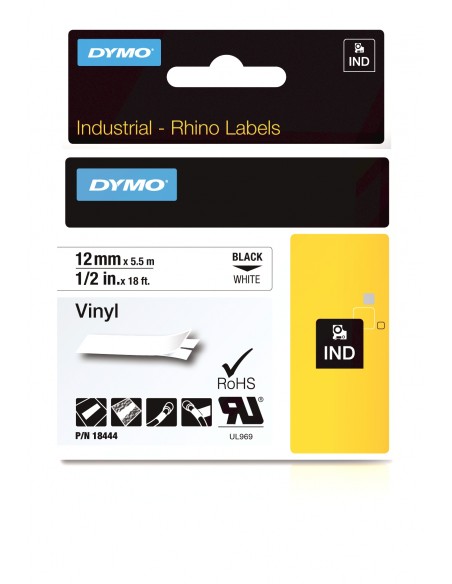 Dymo Industrial 12mm vinyyli black/white - Dymo teippitarrat - 18444 - 1