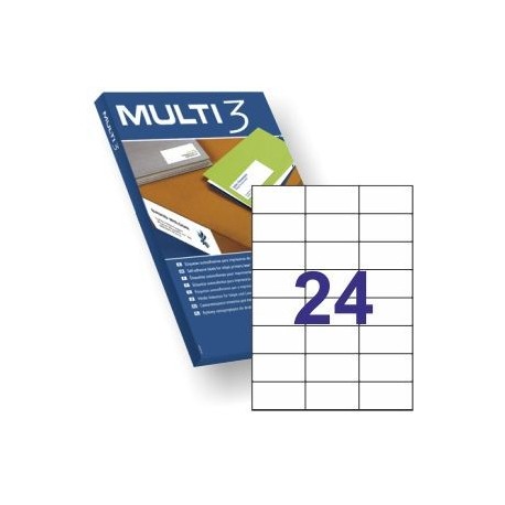 Multi3 tulostusetiketti 70x37mm 24-os - Kopiotarrat - 4704 - 1