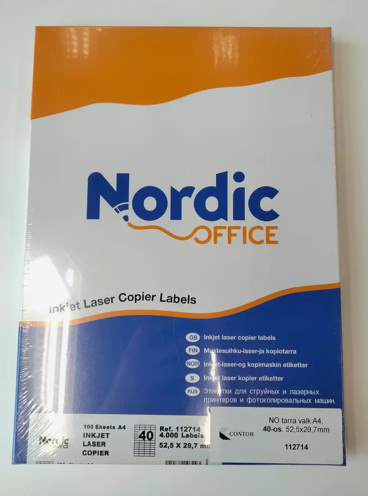 Nordic Office tulostusetiketti 40-os 52,5x29,7mm - Kopiotarrat - 112714 - 1