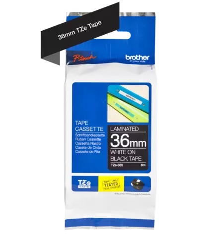 Brother tarranauhakasetti 36mm valkoinen/musta - Brother teippitarrat - TZE365 - 1