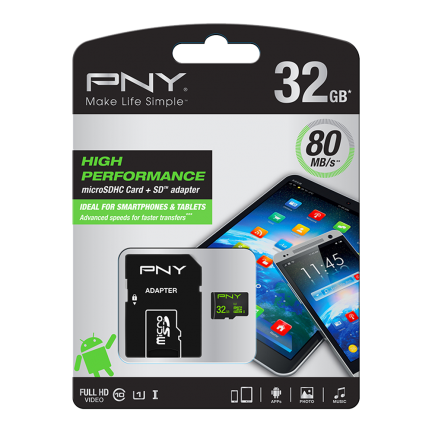 PNY Muistikortti 32GB microSDHC + adapteri - Muistikortit - PNY32105 - 1