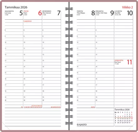 Agenda, ruusukulta 2026 - Taskukalenterit - 2673100126 - 2