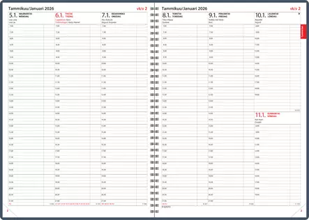 Päivämuistio/Dagsmemorial, parikierresidottu, tummanharmaa 2026 - Pöytäkalenterit - 2676220126 - 2