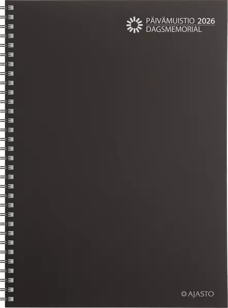 Päivämuistio/Dagsmemorial, parikierresidottu, tummanharmaa 2026 - Pöytäkalenterit - 2676220126 - 1