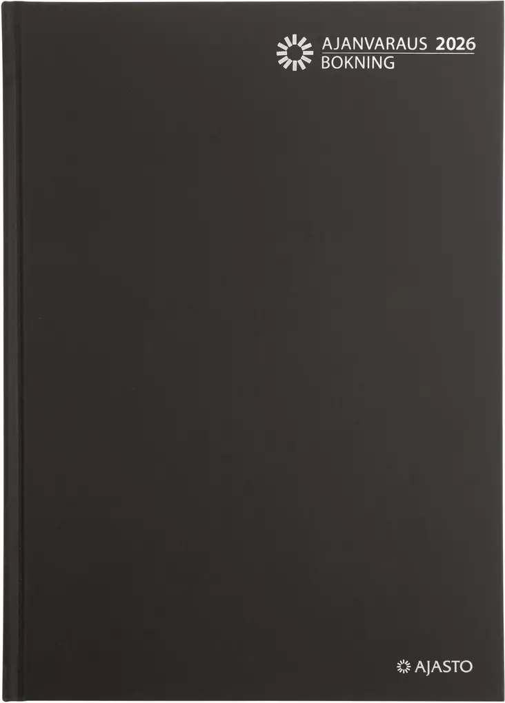 Ajanvaraus/Bokning, sidottu, päivä/sivu, musta 2026 - Pöytäkalenterit - 2676210226 - 1
