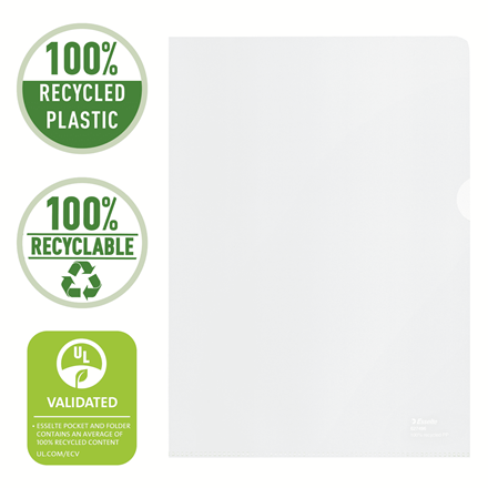 Esselte 100% Recycled muovitasku A4 100mic - Muovitaskut - 627496 - 1