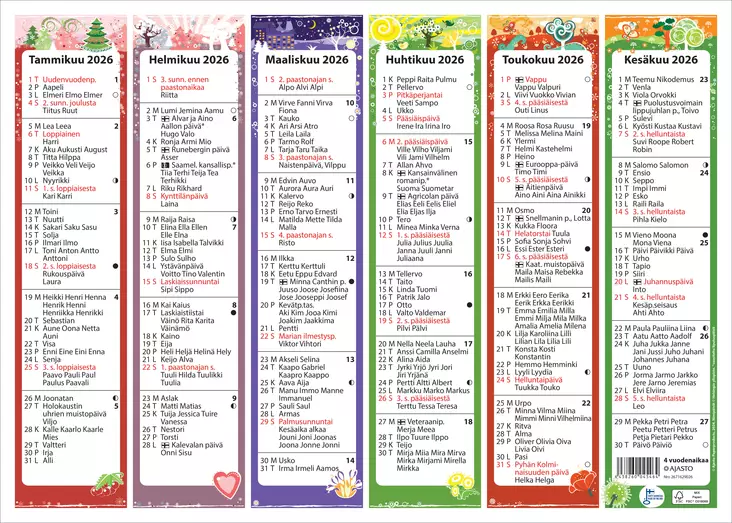 Neljä vuodenaikaa 2026 - Seinäkalenterit - 2671629026 - 1