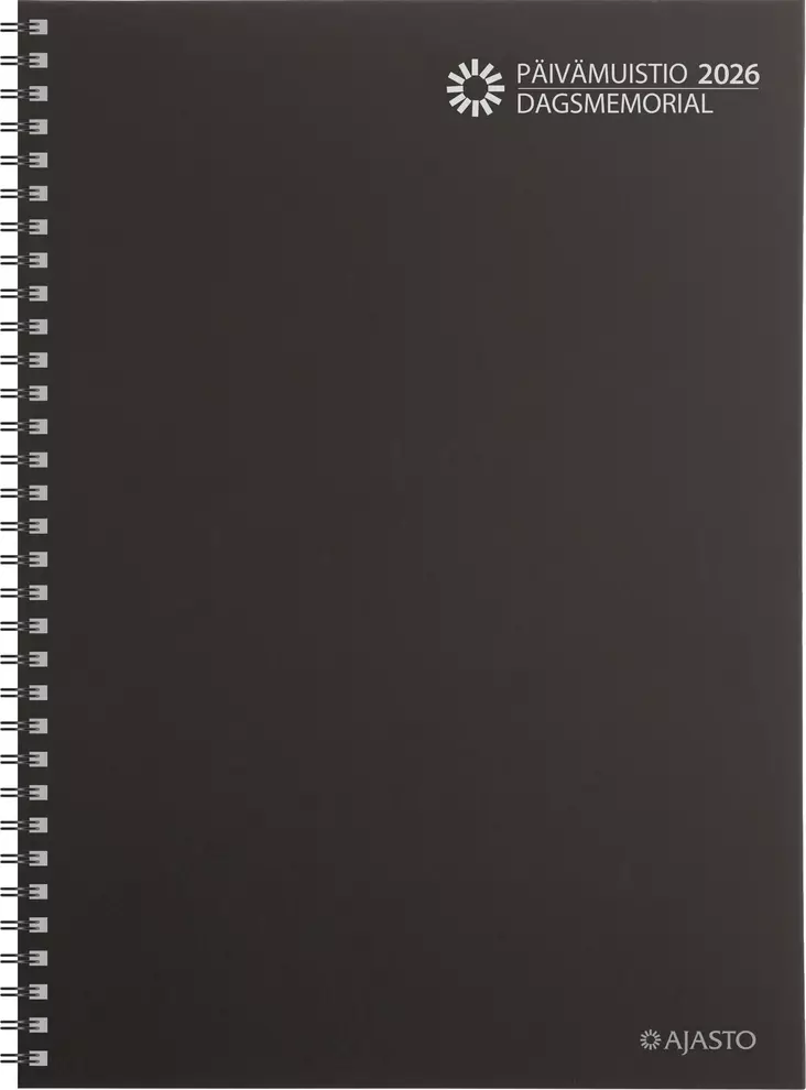 Päivämuistio/Dagsmemorial, parikierresidottu, tummanharmaa 2026 - Pöytäkalenterit - 2676220126 - 1