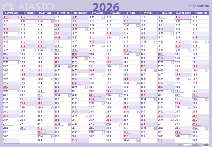 Seinämuistio 2026 - Seinäkalenterit - 2671627026 - 1