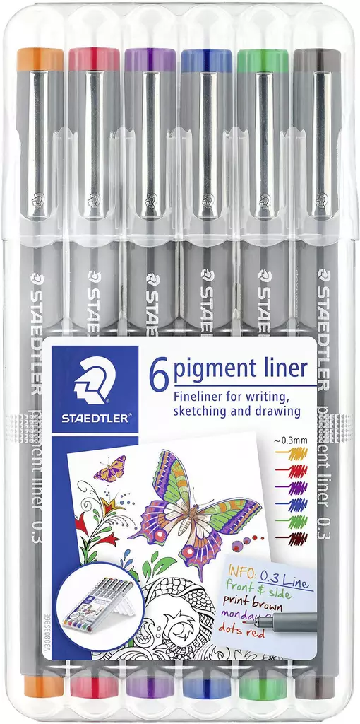 Staedtler Pigment Liner 6 värin sarja - Erikoiskynät - 30805-SSB6 - 1