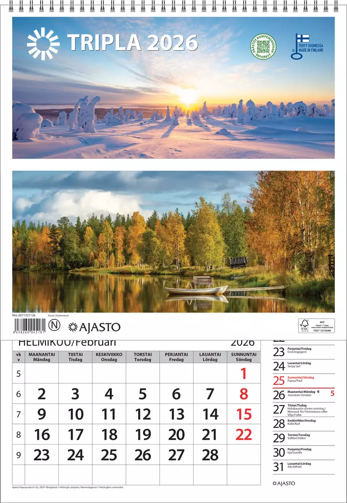 Tripla 2026 - Seinäkalenterit - 2671321126 - 1