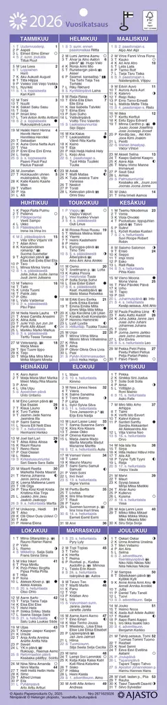 Vuosikatsaus/Årsöversikt 2026 - Seinäkalenterit - 2671625026 - 1