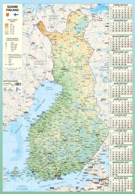 Karttakalenteri 2027 - Seinäkalenterit - 2671620027 - 1
