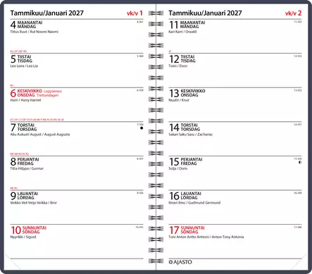 Viikkopäivyri/Veckodatumvisare 14, tummanharmaa 2027 - Pöytäkalenterit - 2676228027 - 2