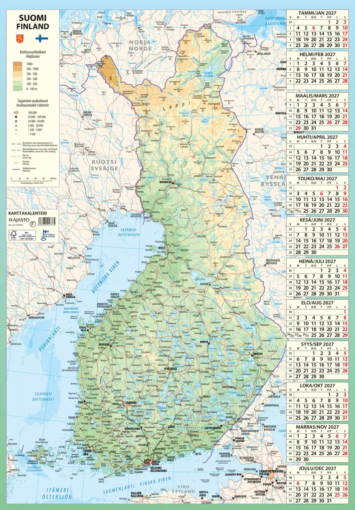 Karttakalenteri 2027 - Seinäkalenterit - 2671620027 - 1