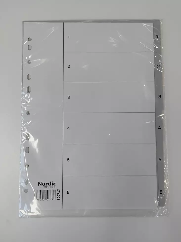 Nordic Office muovirekisteri A4, 1-6 - Välilehdet, muovi - 800717 - 1