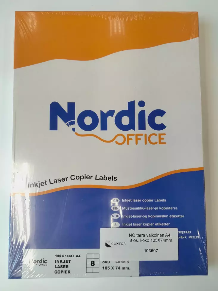 Nordic Office tulostusetiketti 8-os 105x74mm - Kopiotarrat - 103507 - 1