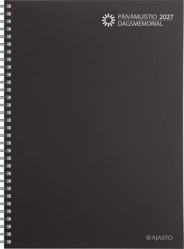 Päivämuistio/Dagsmemorial, parikierresidottu, tummanharmaa 2027 - Pöytäkalenterit - 2676220127 - 1