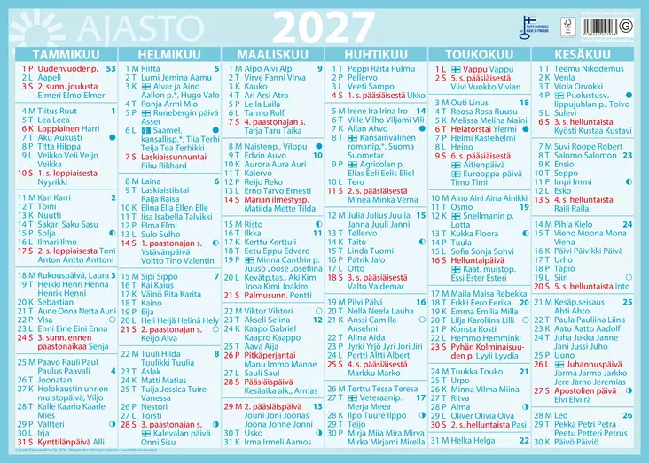 Suuri seinäalmanakka 2027 - Seinäkalenterit - 2671628027 - 1