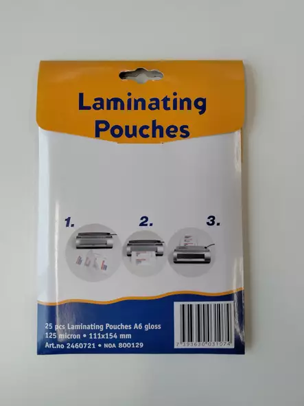 NO Laminating pouches 111x154mm 125mic - Laminointitaskut - 800129 - 2