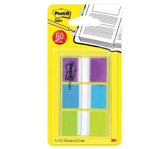 Post-it Index 680-PBG 3x20 merkkiä annostelijassa - Teippimerkit - 680PBG - 1