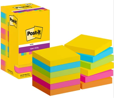 Post-it 654 Super Sticky Carnival värilajitelma viestilaput 76 mm x 76 mm - Viestilaput - 654-SSCARN - 1