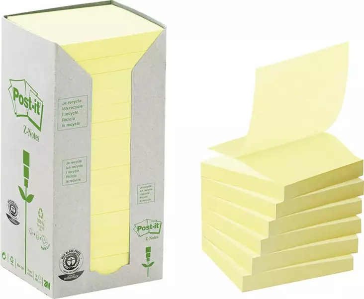 Post-it R330 ekologinen Z-Notes viestilappu keltainen, 76 x 76mm - Z-note viestilaput - R3301T - 1