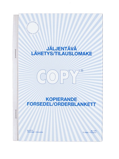 Tilaus/lähete Copy A5/75 lehteä pysty, jäljentävä - Lomakkeet - 575T - 1